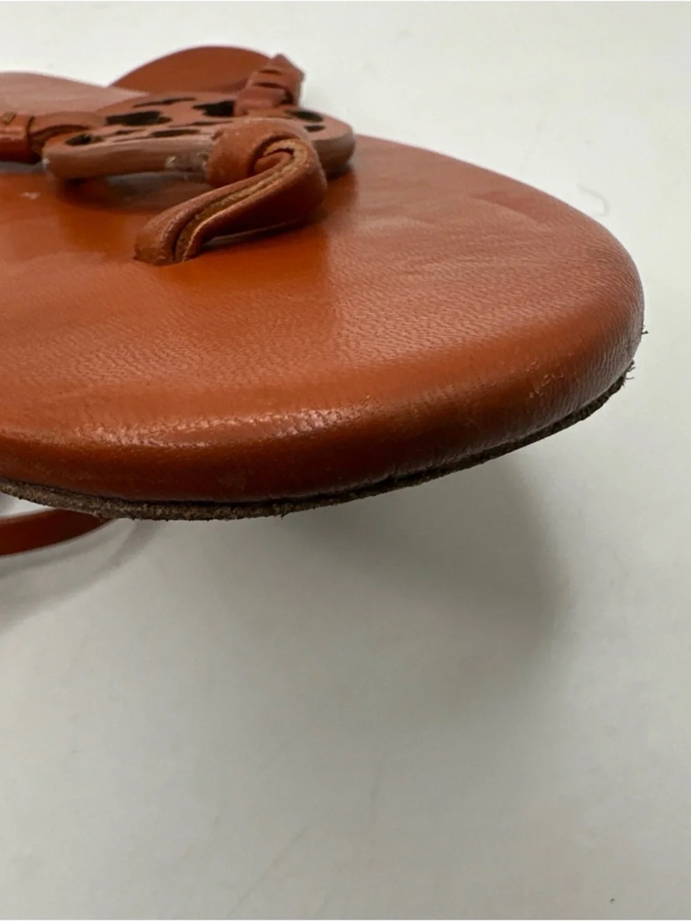 Tory Burch‎ Rust Brown Leather Logo Thong Sandals Sz 9